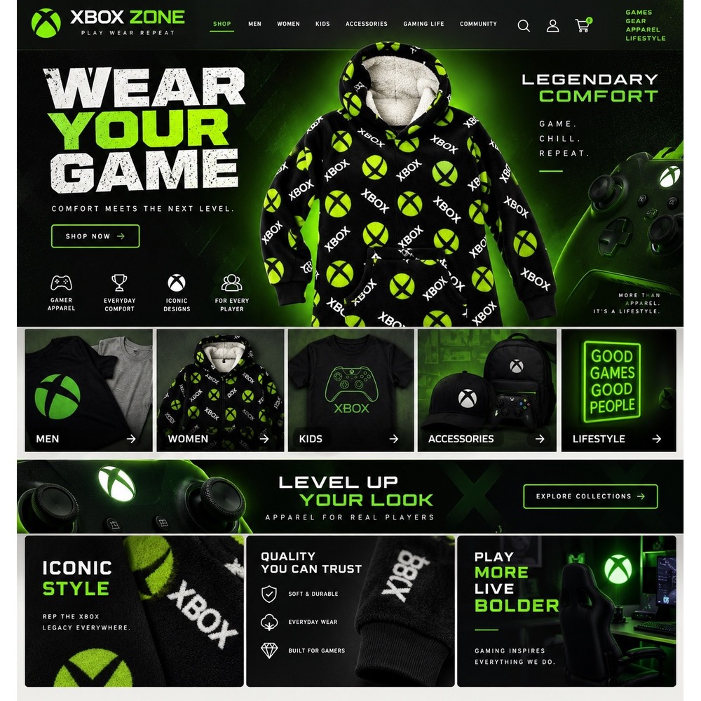 Xbox Zone Men Oversized Fleece Hoodie Black Sherpa Lined Logo Gaming Sweatshirt